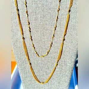 Crown Trifari 2 Gold Plate Chains 18” 24”